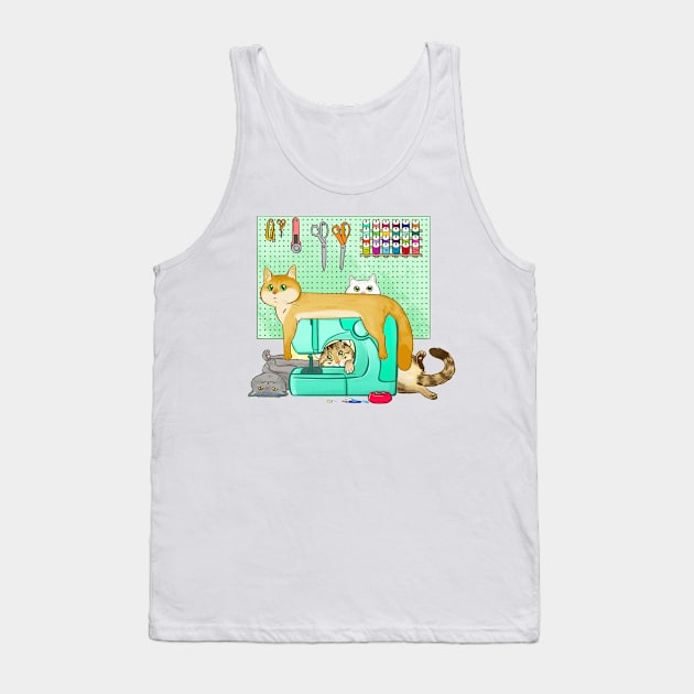 Cats Helping You Sew Tank Top by aimeekitty